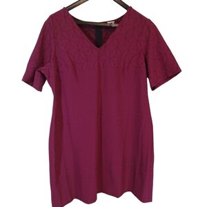 Julia Jordan Plus SZ 16W Short Sleeves Sheath Dress Berry Red Floral Midi 1X